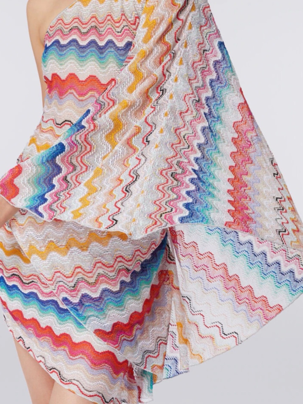 Missoni Multicolor Zigzag Asymmetrical One-Shoulder coverup - Picture 2 of 7
